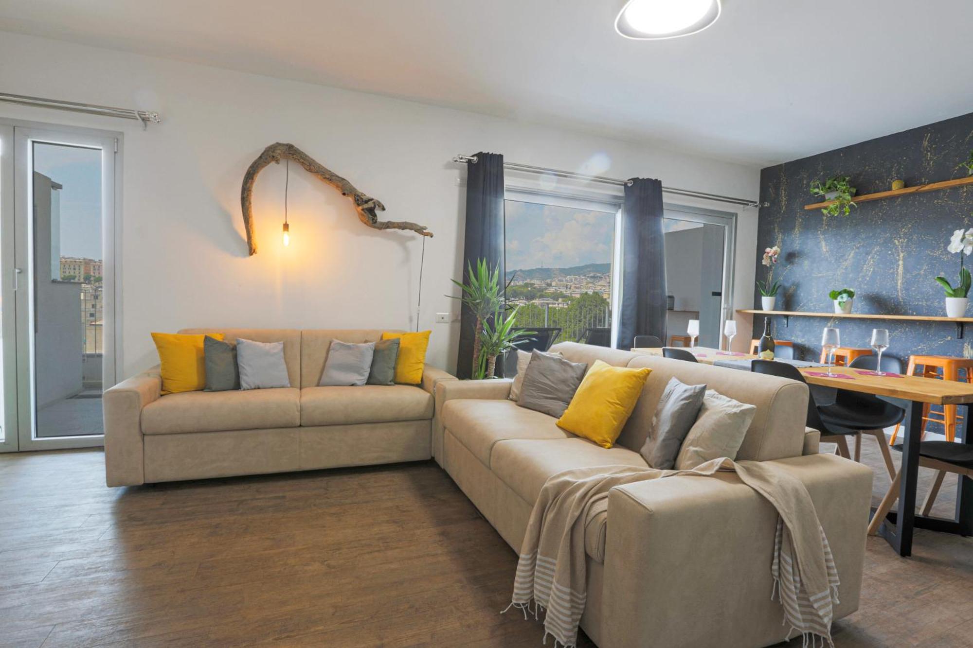 Attico Luxury Con Parcheggio E Terrazza Vista Mozzafiato Apartman Genova Szoba fotó
