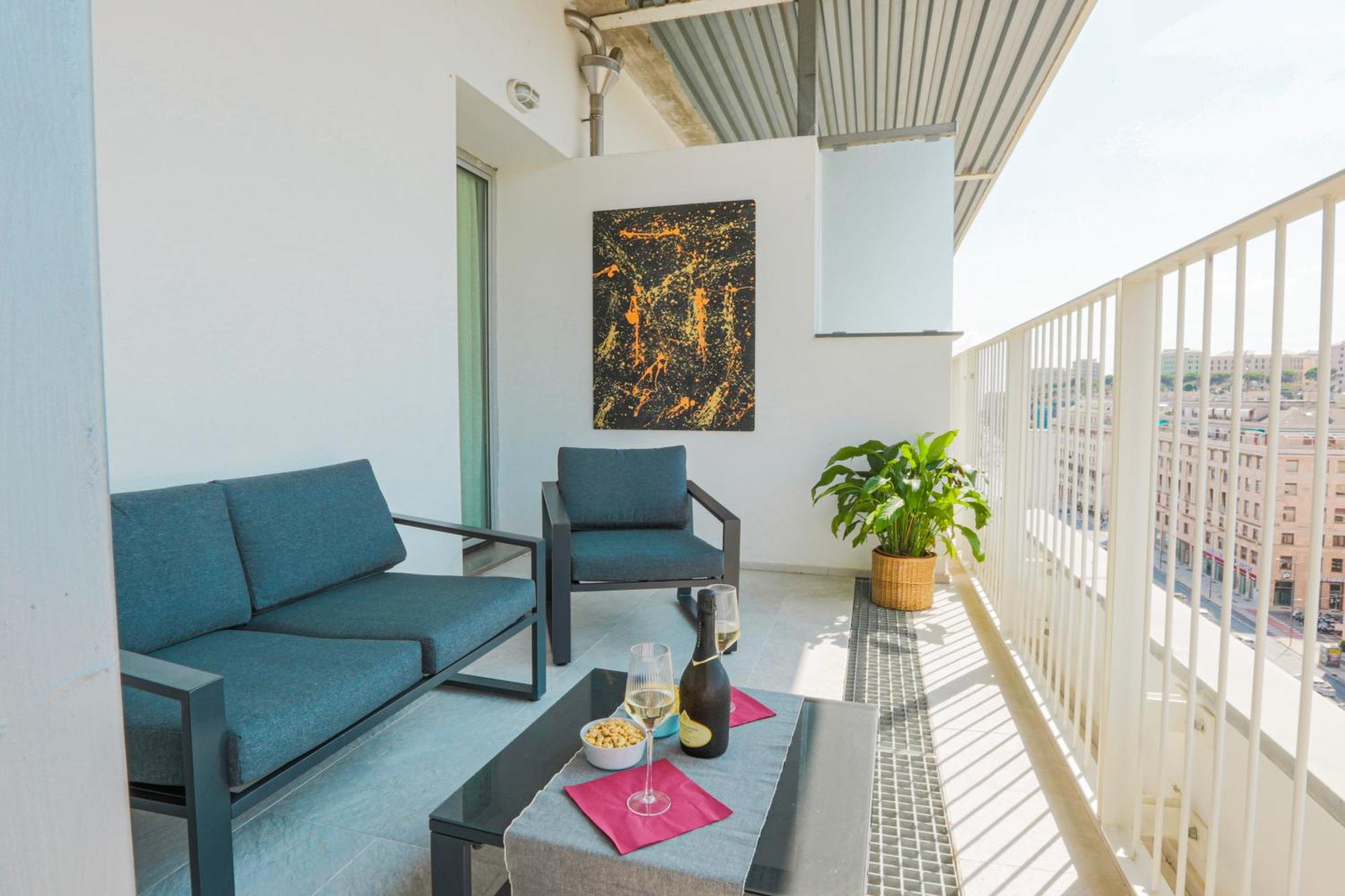 Attico Luxury Con Parcheggio E Terrazza Vista Mozzafiato Apartman Genova Szoba fotó